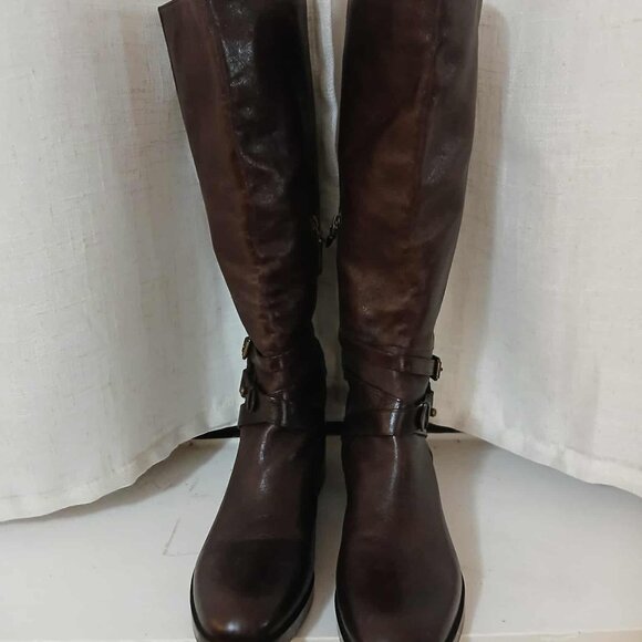 Via Spiga Gabrielle Brown Leather Riding Boot - Picture 2 of 5